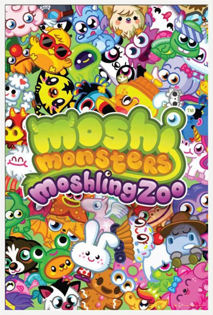 Affiche Moshlings Zoo Moshi Monsters avec Cadre Shinsuke Blanc et Vitre