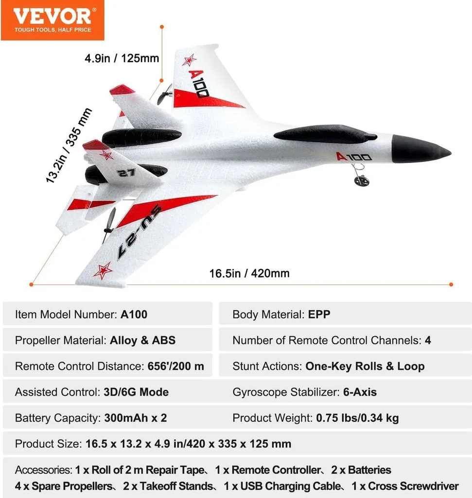 Avion RC résistant aux crashs en mousse EPP - Pilotage facile mode 3D/6G - 6