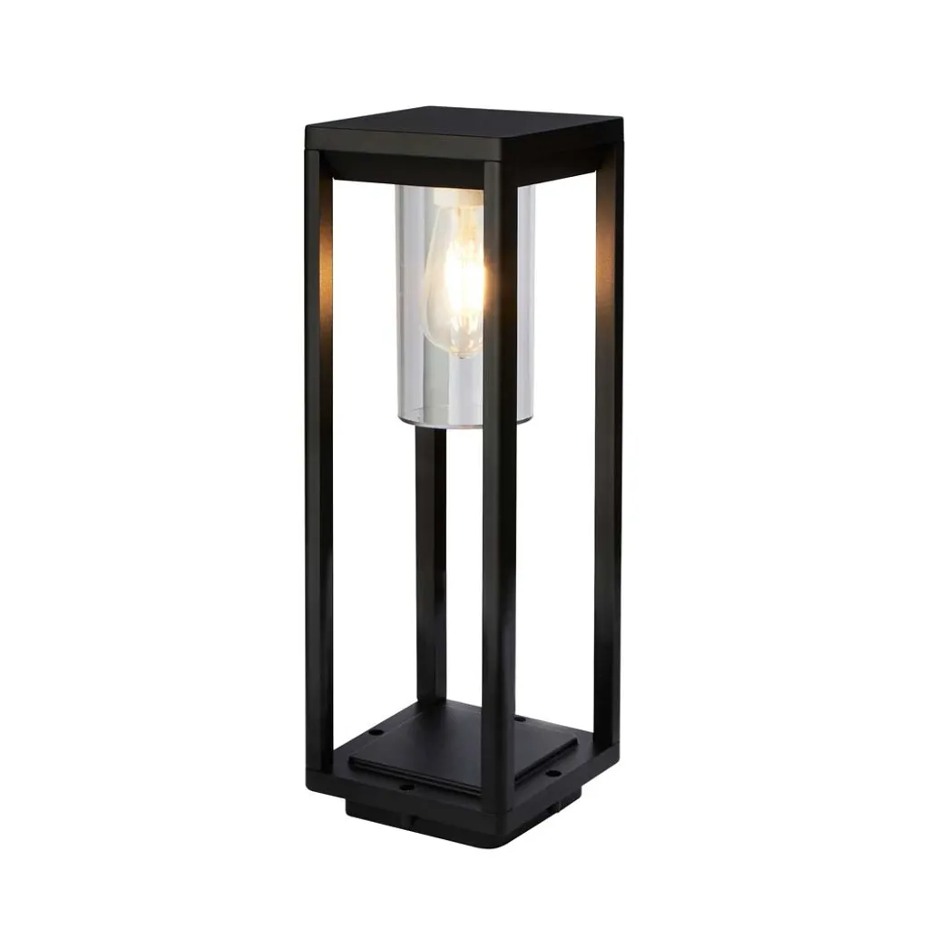 Lampadaire extérieur noir en aluminium Atlanta IP44 avec verre clair