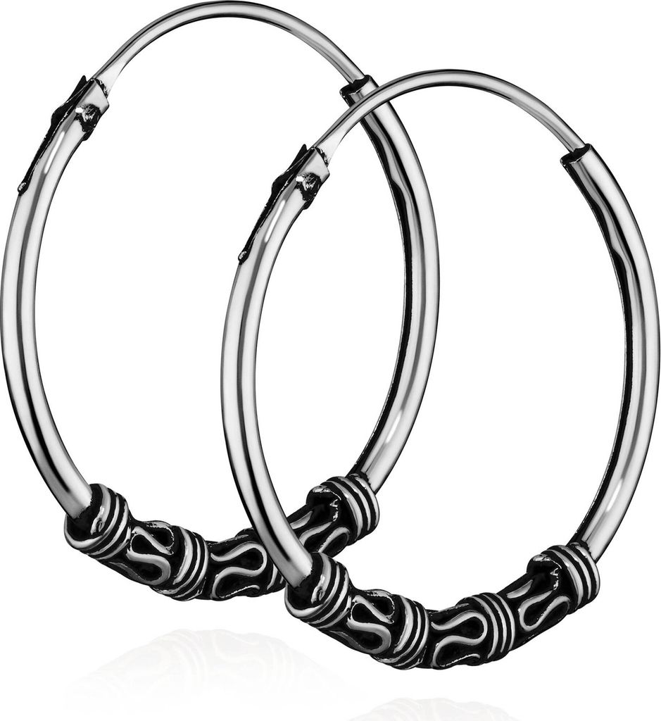 Paar 925 Sterling Silber Keltische Celtic Gothic Creolen 20mm 7282