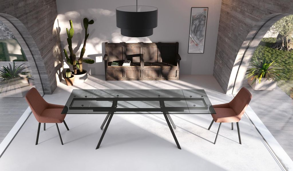 Smokey - Ausziehbarer Tisch (160 / 240 x 90 cm) aus schwarzem Glas