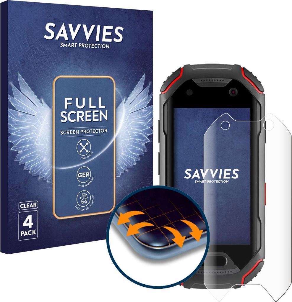 4x Savvies Fullscreen Schutzfolie für Unihertz Atom Displayschutz Folie Fullcover Klar Transparent
