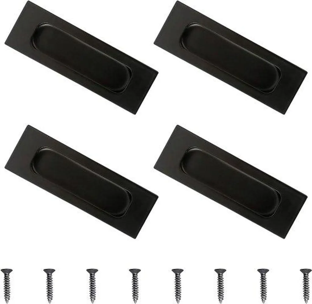 Poignées encastrables pour tiroirs et placards noires en inox lot de 4