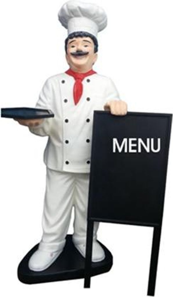 Koch Figur Statue Skulptur Werbefigur Menütafel Werbeaufsteller Restaurant Neu