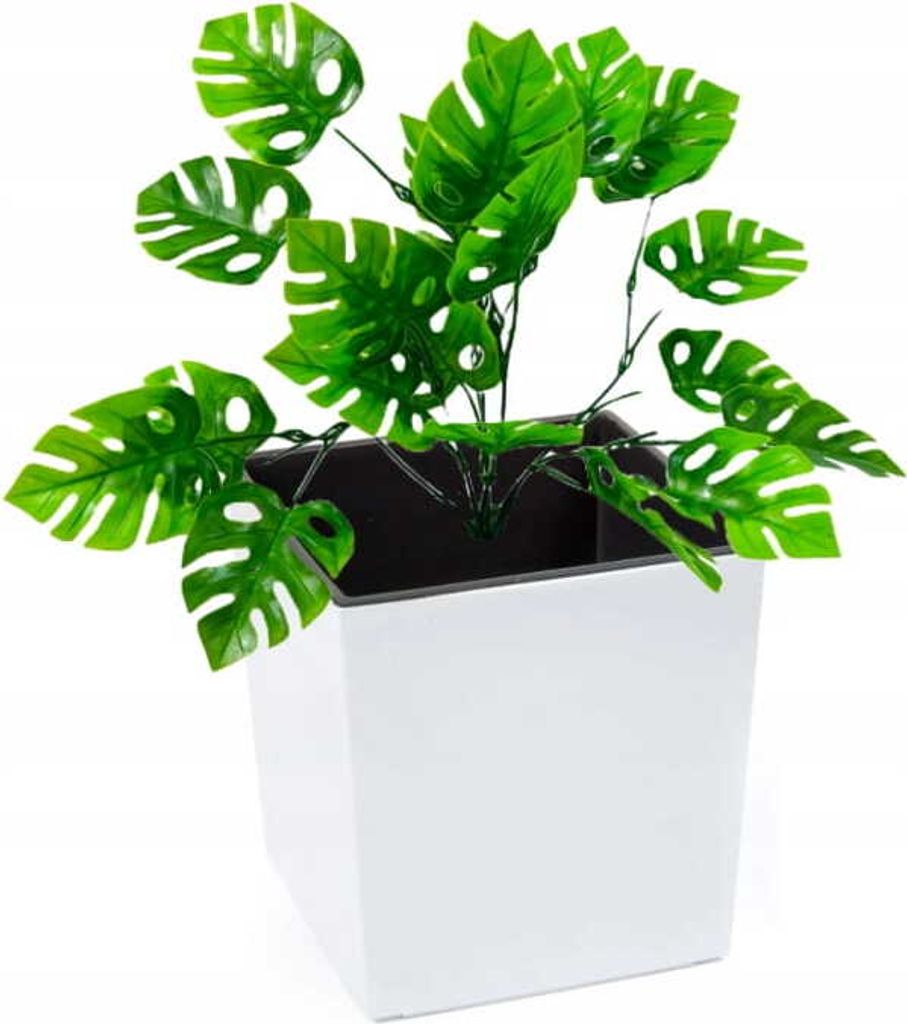 Dekorativní květináč 19x19,5cm Bílý plastový čtverec + Obrázek produktu 