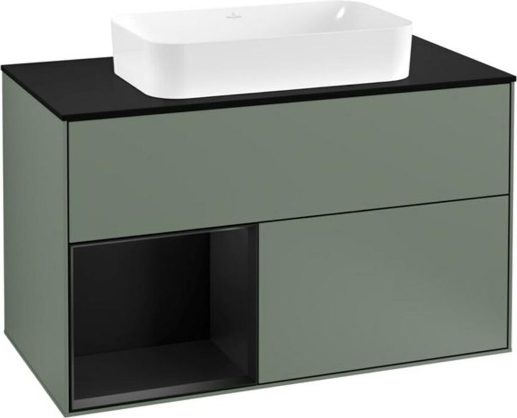 V&B Waschtischunterschrank Abdeckplatte bla m Finion 100x60,3cm, Reg li bla m Lac, Oli. m Lac