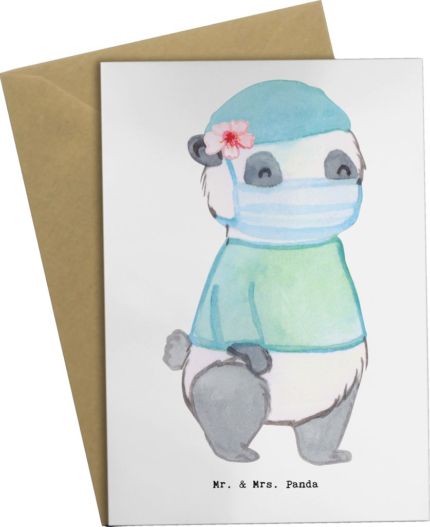 Mr. & Mrs. Panda Glückwunschkarte Chirurgin Herz - Weiß - Produktbild 