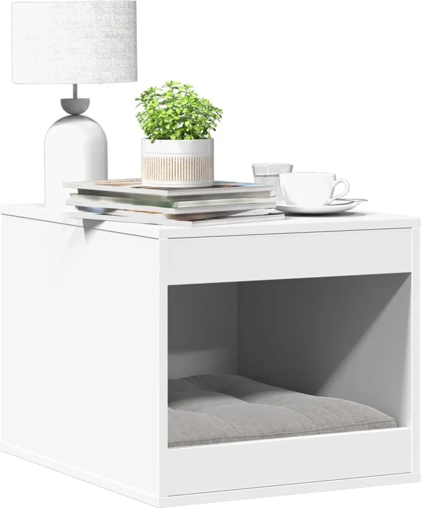 Cesta Portabiancheria Bianca Legno 47x59x42 cm - Design Moderno - 2