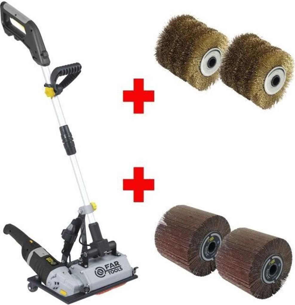 FARTOOLS Bodensanierer Set, Stehend, mit 2 Messingdrahtbürsten, 2 Schleiflamellenbürsten
