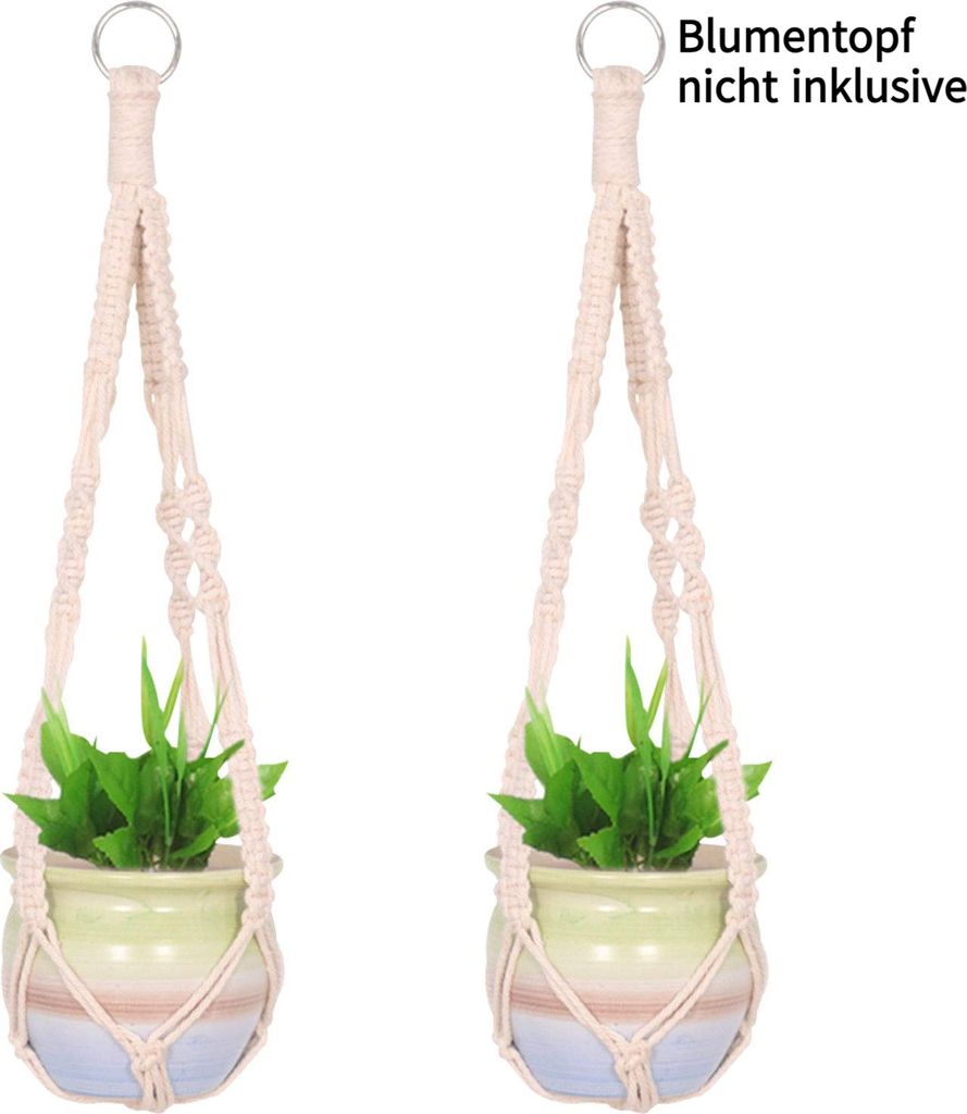 2er-Pack Makramee-Pflanzenaufhänger, Baumwollseil Gewebt, für den Innen- und Außenbereich, Hängepflanzenhalter, Blumentopf nicht inklusive, K03...