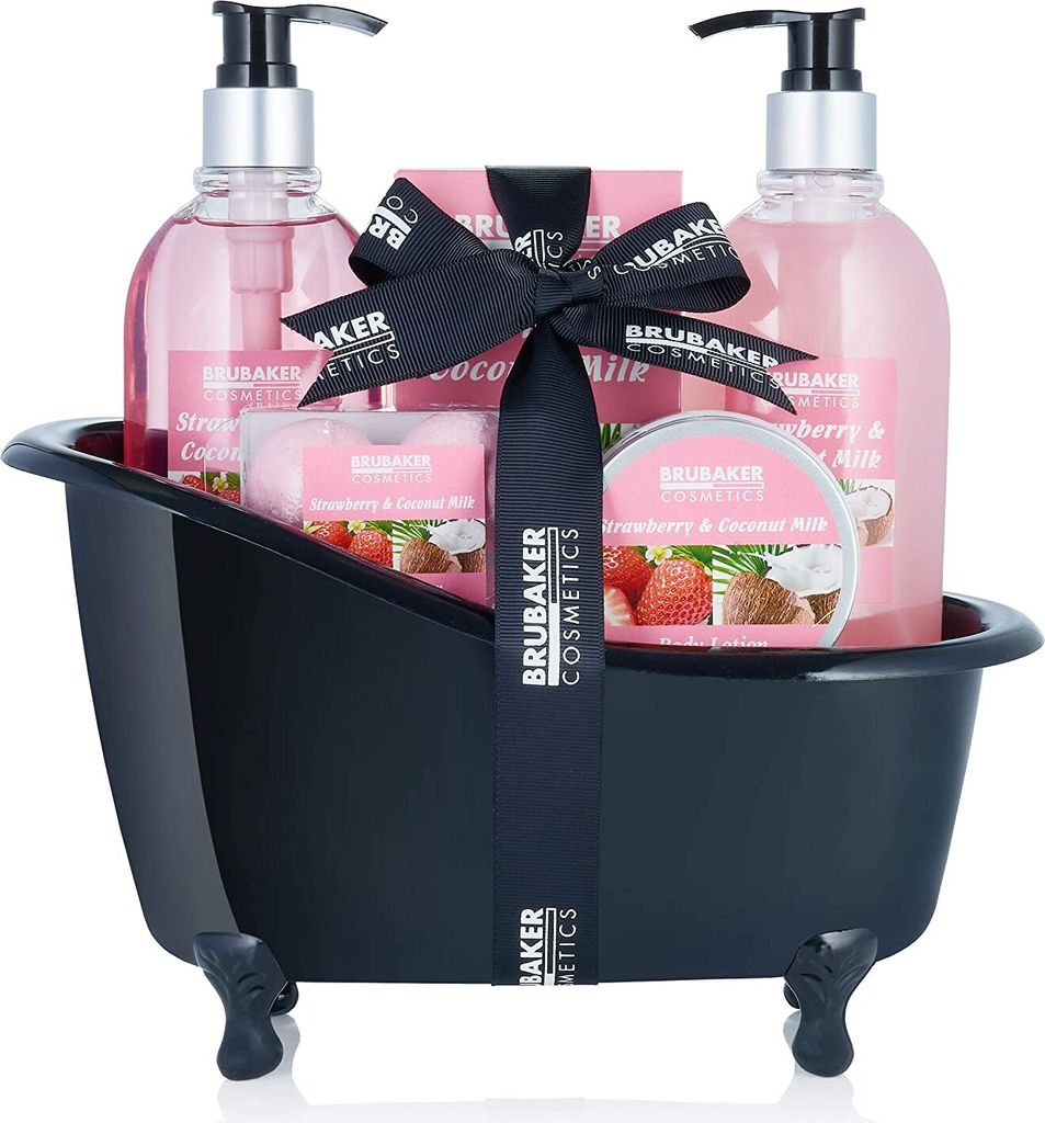 BRUBAKER Cosmetics Bade-Geschenkset Erdbeer Kokosnuss Deko Produktbild 