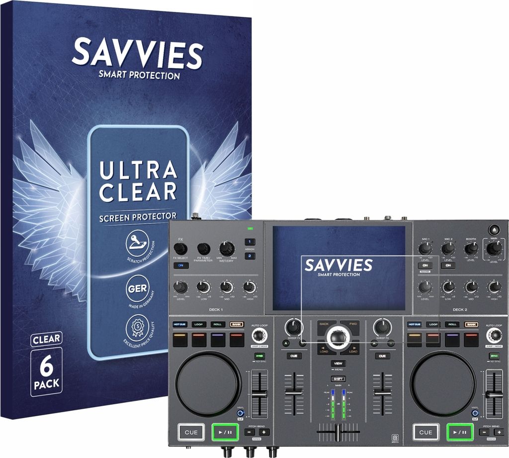 6x Für Denon DJ Prime Go+ Schutzfolie Savvies Displayschutz Display Schutz Folie Klar Transparent