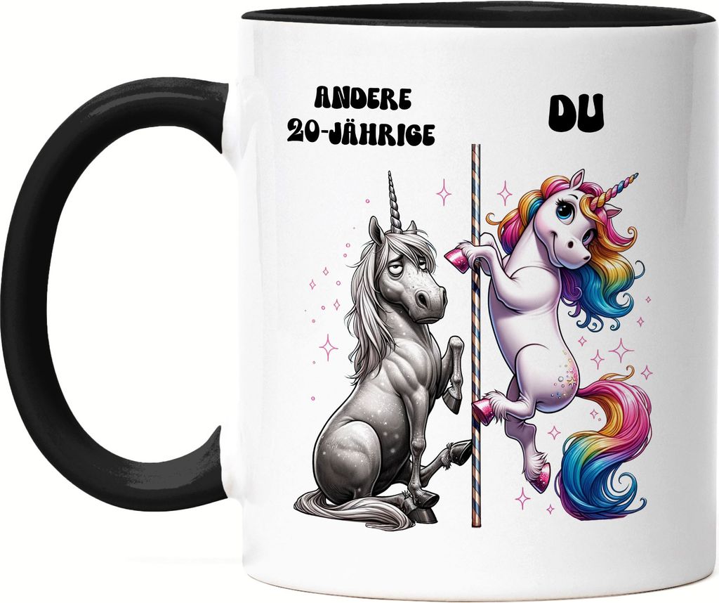 Andere 20-Jährige Du Einhorn Tasse Schwarz Party Freundin 20 Jahre Feier