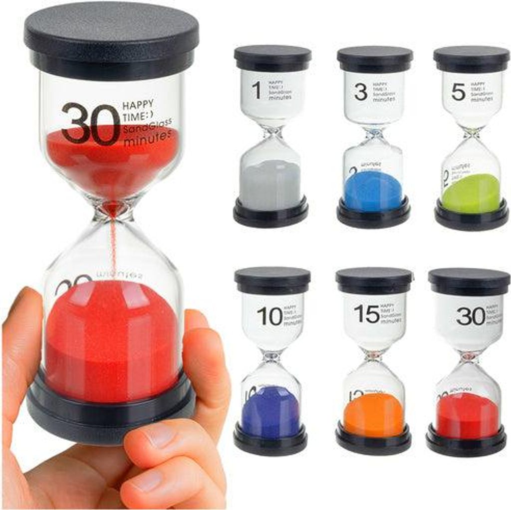 Ensemble de 6 sabliers multicolores, minuteries de 1 à 30 Image du produit 