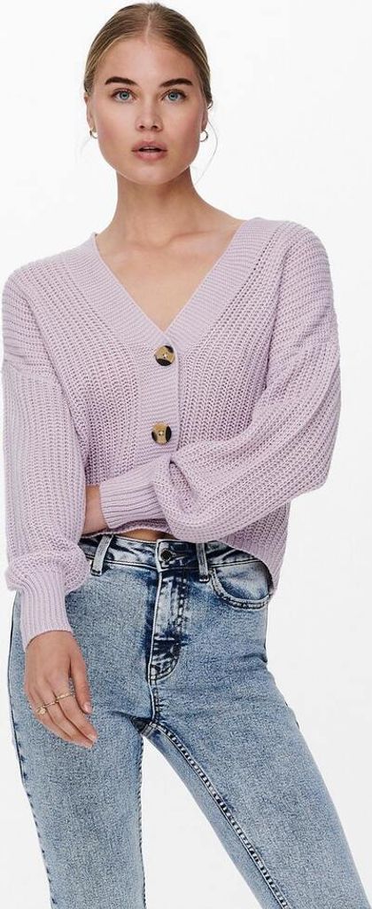 ONLY Kurze Strickjacke Langarm V-Ausschnitt Knitted Produktbild 15