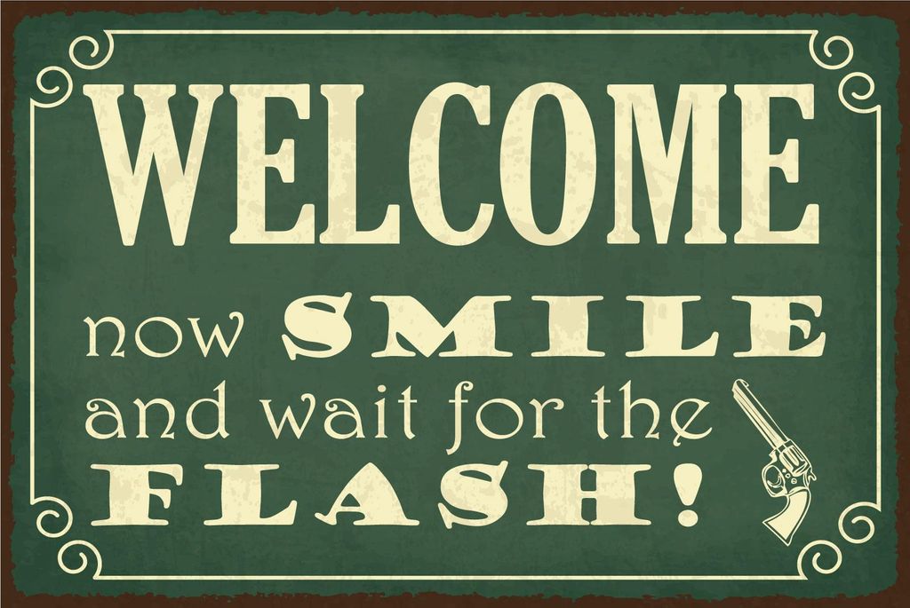 vianmo Holzschild 20x30 cm Welcome now smile and wait for the flash