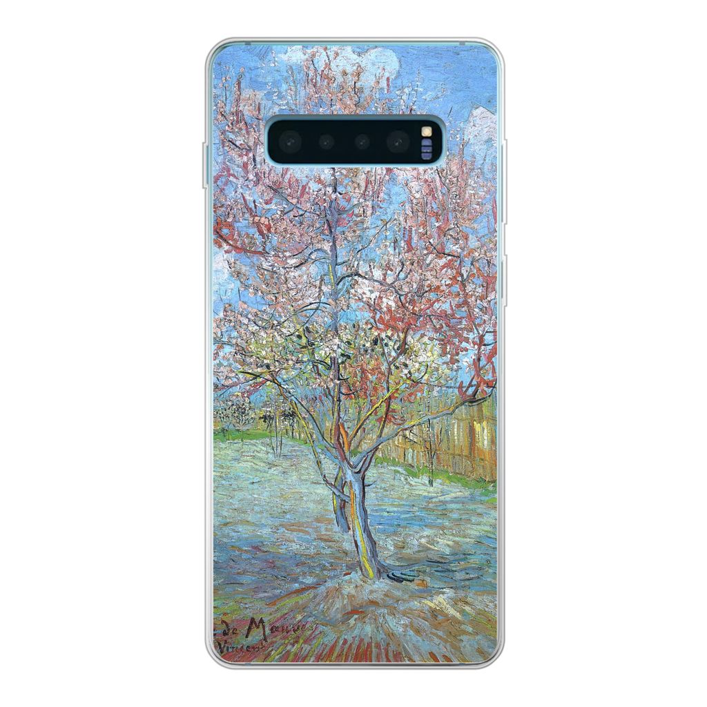 MuchoWow Handyhülle Schutzhülle Hülle für Samsung Galaxy S10 Lite Der rosa Pfirsichbaum - Vincent van Gogh Silikon Softcase Handy Hülle - Sc...