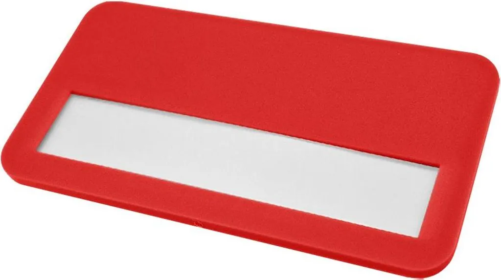 Badge nominatif TagCrafter rouge 72x38 mm en plastique - Lot de 5