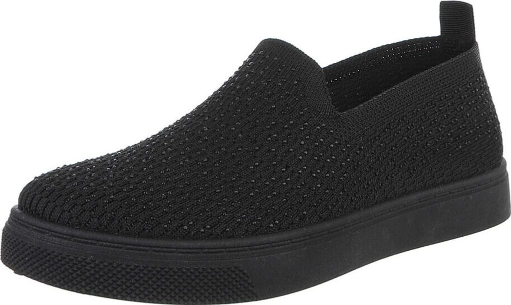 Ital-Design Damen Freizeitschuhe Halbschuhe Sneakers Low Mokassins Textiloptik Slipper 88843623 Schwarz Gr. 36