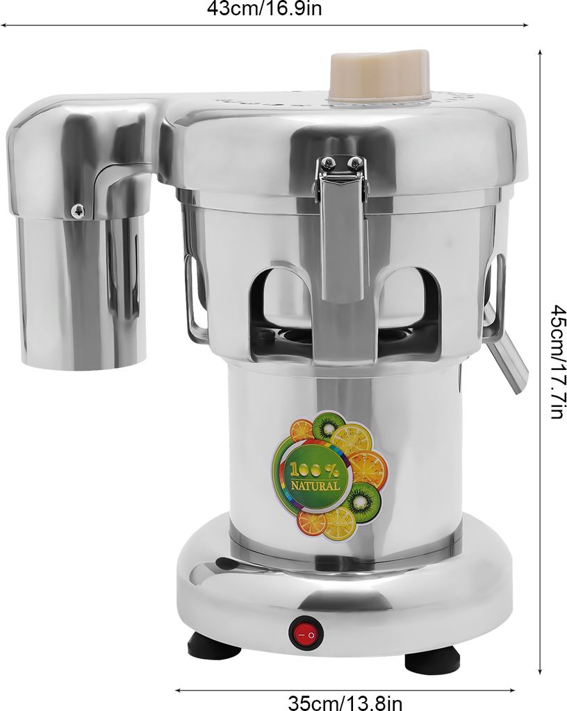 Entsafter 370W Saftpresse Edelstahl Presse 2800 RPM Obstpresse Saft Juicer