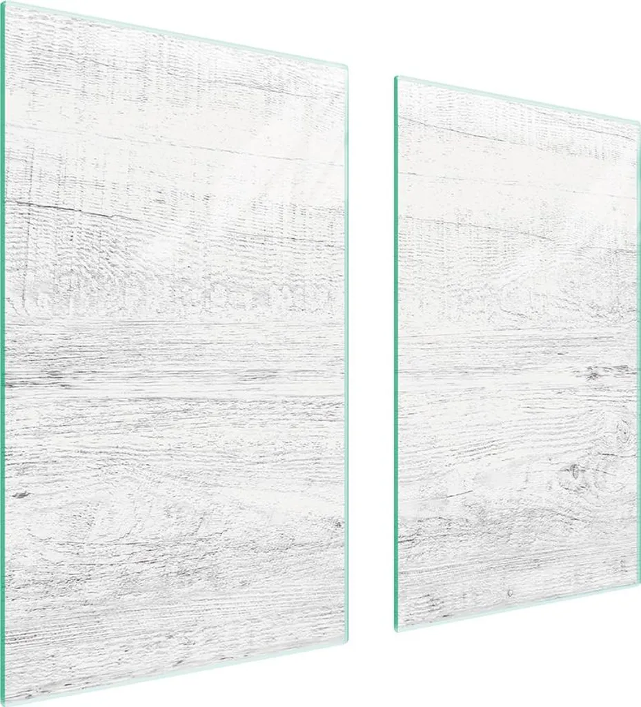 Copri Piano Cottura 75x52 Effetto Legno Bianco - Set 2 Taglieri Vetro