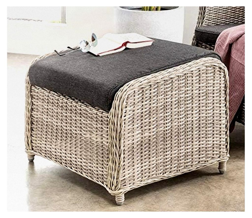 Fußhocker CASA 66x58x48cm, inkl. Polster, Vintage weiß