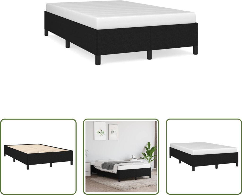 The Living Store Bettgestell Schwarz 120x190 cm Stoff