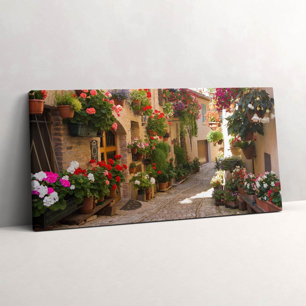 Allee mit Blumen – Leinwandbild Wandbild – 140x70 cm – Leinwandbilder – Wandbilder – Schlafzimmer – Flur