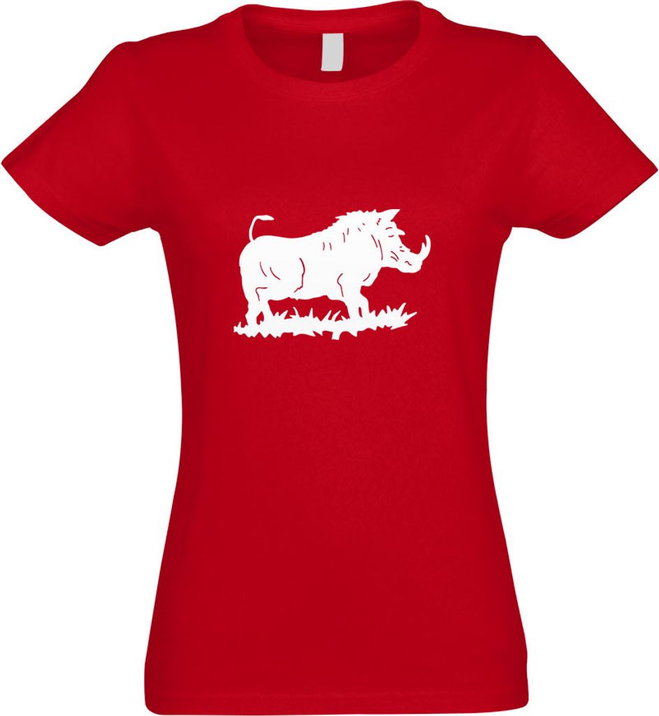 Kiwistar - T-Shirt tailliert - Damen - rot - Wildschwein Motiv 2 - Keiler - mit Motiv Bedruckt - Funshirt Design - Sport - Freizeit - Damen - S