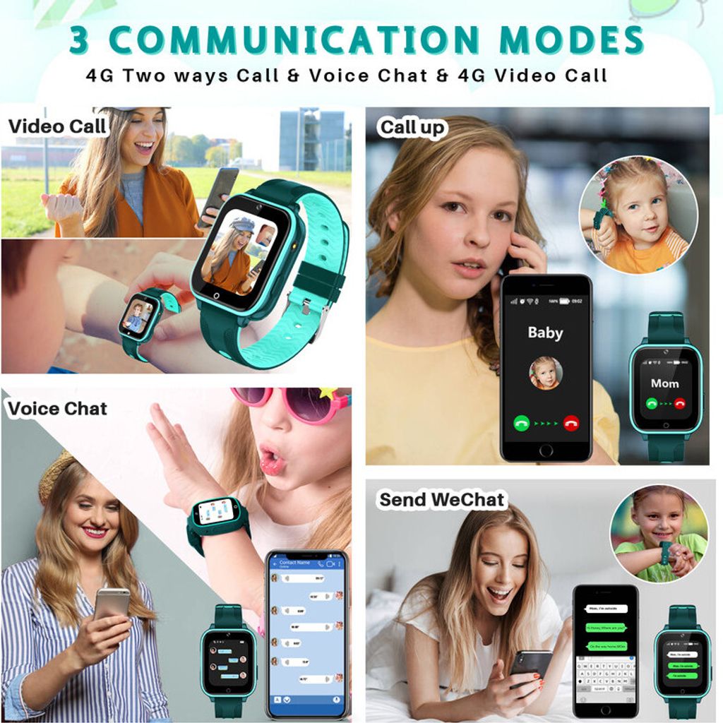 (Grün) T12 4G Smart Watch für Kinder, Touchscreen-Kinderuhr Produktbild 7