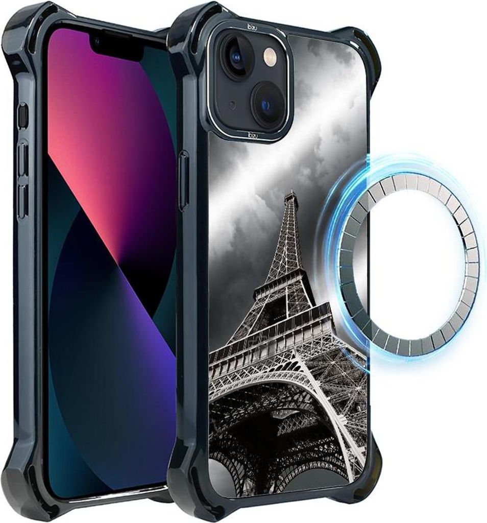 Schutzhülle für das iPhone 13, MagSafe-kompatibel, verstärkte Ecken, schwarz, Der Eiffelturm