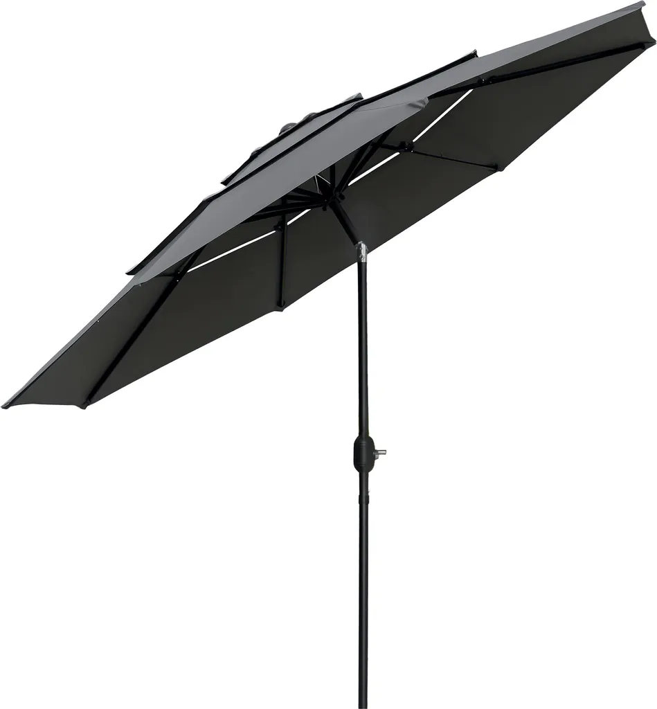 Parasol de balcon inclinable gris Ø 2,85 m idéal pour repas en extérieur
