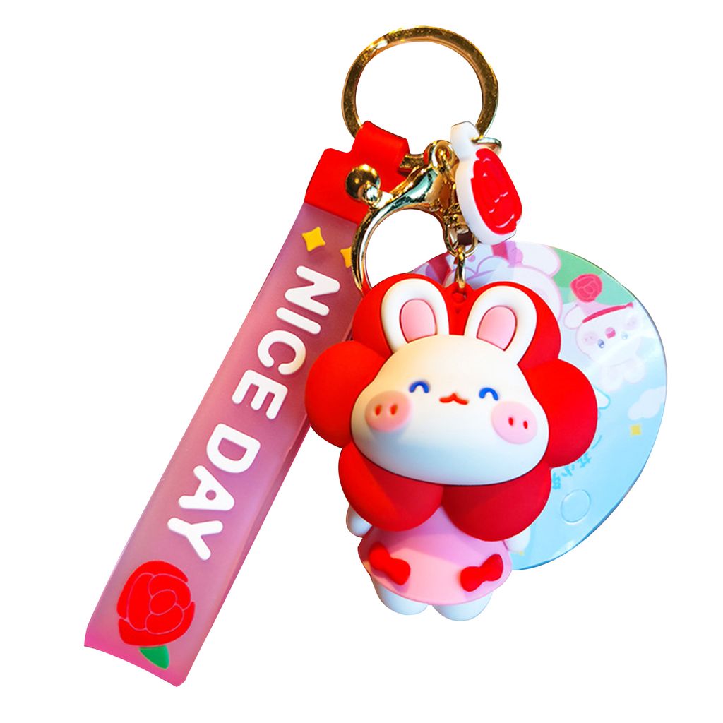 Kaninchen-Schlüsselanhänger, vielseitig einsetzbar, bunt, niedliche Cartoon-Tierform, dreidimensionales dekoratives Geschenk, Hasenpuppen-Anhäng...