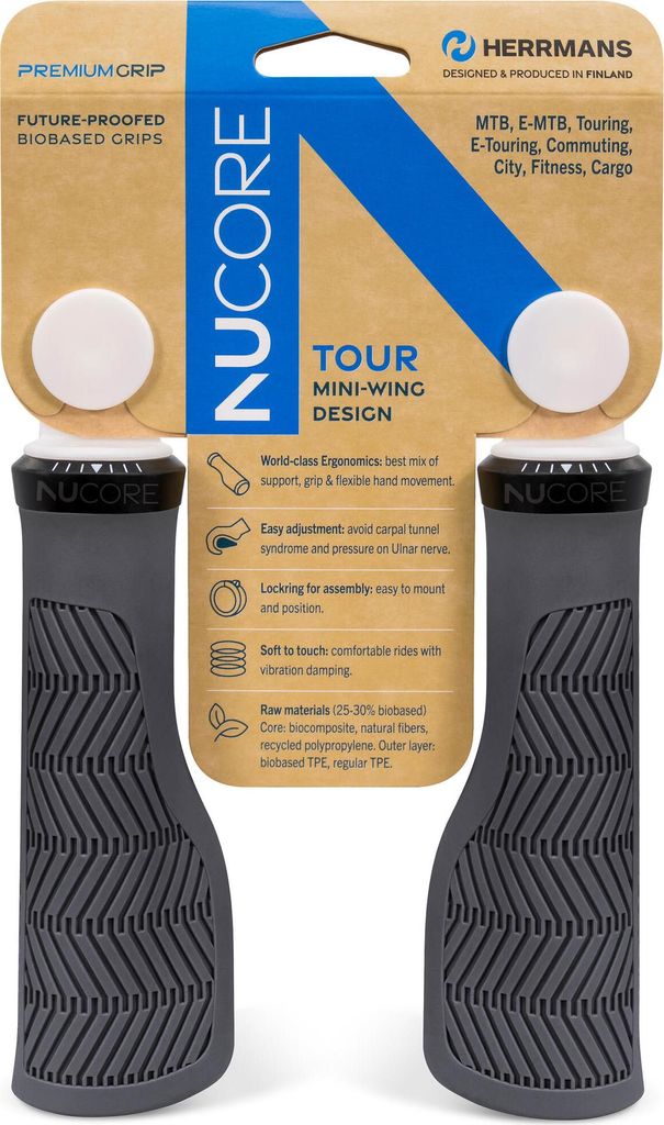 HERRMANS Griff "Nucore Tour" SB-verpackt, 130 mm, wave, grey