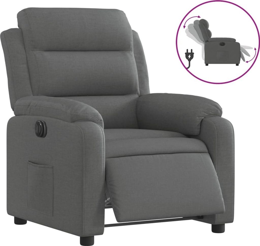 Relaxsessel Elektrisch Dunkelgrau Stoff