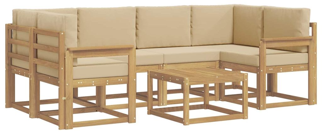 “2026 Modern“ Weiß Outdoor-Sofagarnitur mit Kissen 7 pcs Weiß und Beige - Designermöbel 30506 - Gartensofas