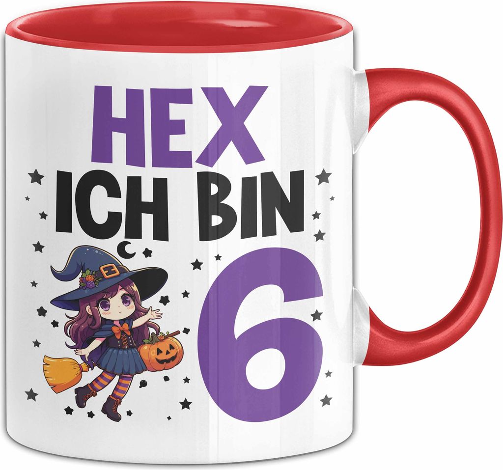 6. Geburtstag Tasse Geschenk Mädchen Geschenkidee 6Er Geburtstaggeschenk Mädels Hex Ich Bin 6 (Rot)
