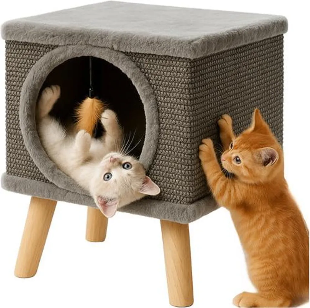 Arbre à chat design et griffoir en sisal avec plateforme de repos stable