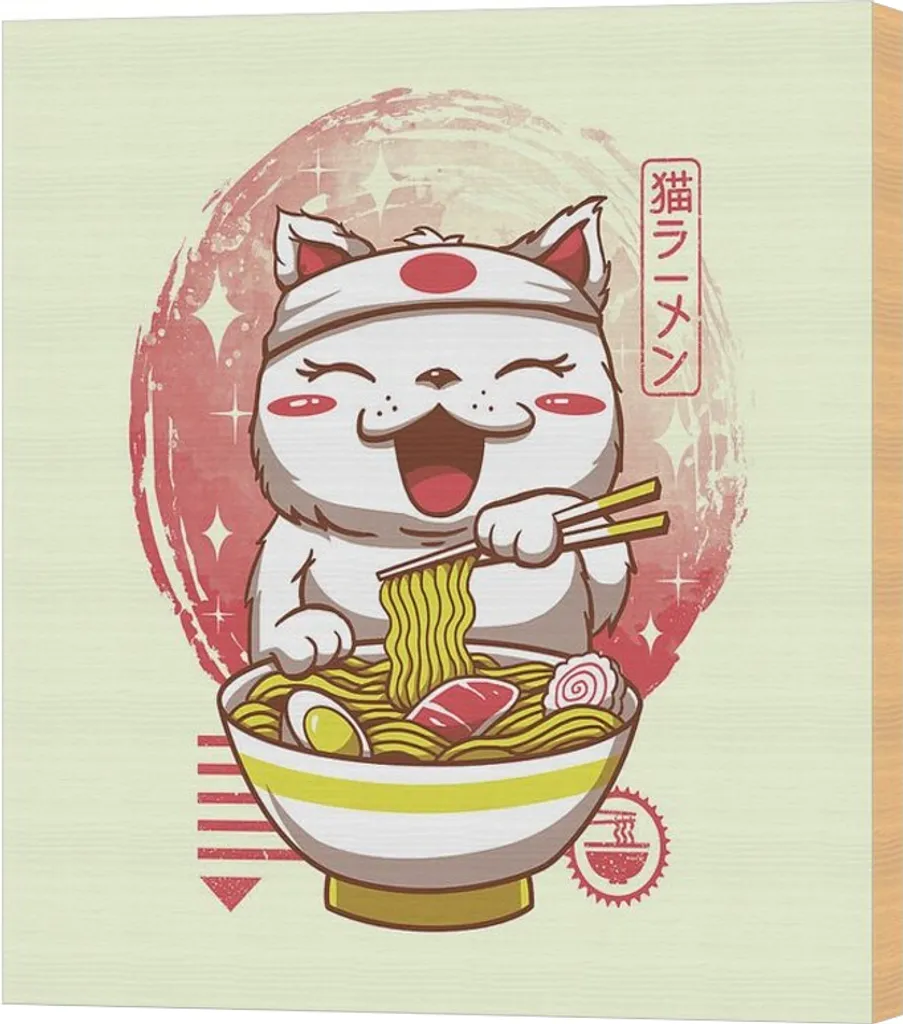 Vincent Trinidad - Lavagna "Neko Ramen", legno PM10094 (59 cm x 40 cm) (Colorato)