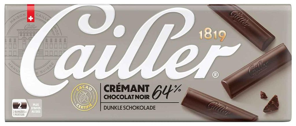 Cailler Crémant 64%, dunkle Schokolade, 100 g, 474 kJ, 114 Produktbild 
