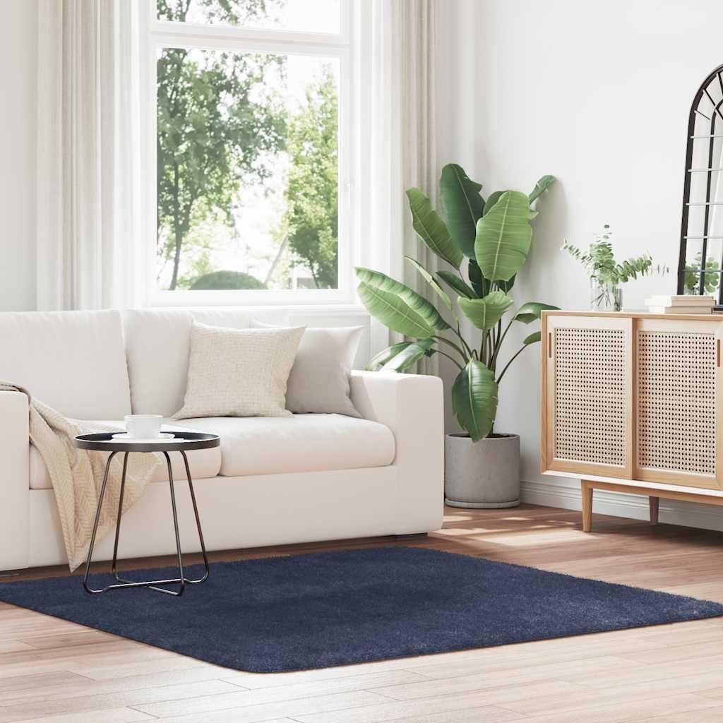 "2026 MODERNE"Teppich Wohnzimmer - Modern Stil - Shaggy Hochflor NAVARRA Marineblau 160x160cm Polyester Promotion701783 - Designerteppiche