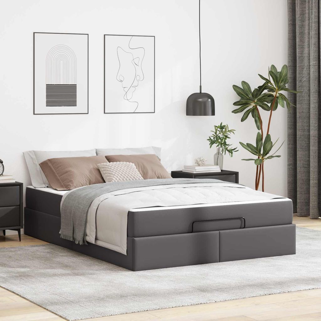 Maison Exclusive - Bettgestell mit Matratze Sonstiges 2 pcs Grau PVC