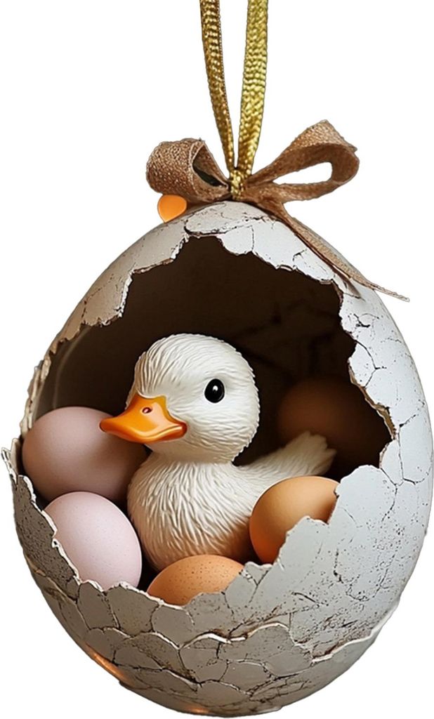 Weihnachtsschmuck aus Acryl, Tier-Ei-Baumanhänger, 2D Huhn, Ente, Schildkröte, Eierschale, Bauernhofdekoration, Weihnachtsgeschenk für Familie u...