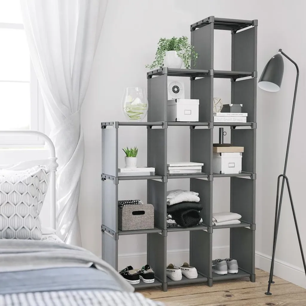Rayonnage modulable sans vis 12 compartiments gris haute résistance - 4