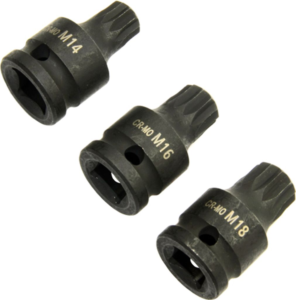 M14 M16 M18 Kraft IMPACT Bit Steckschlüsseleinsätze 12-kant VIELZAHN XZN (KURZ)
