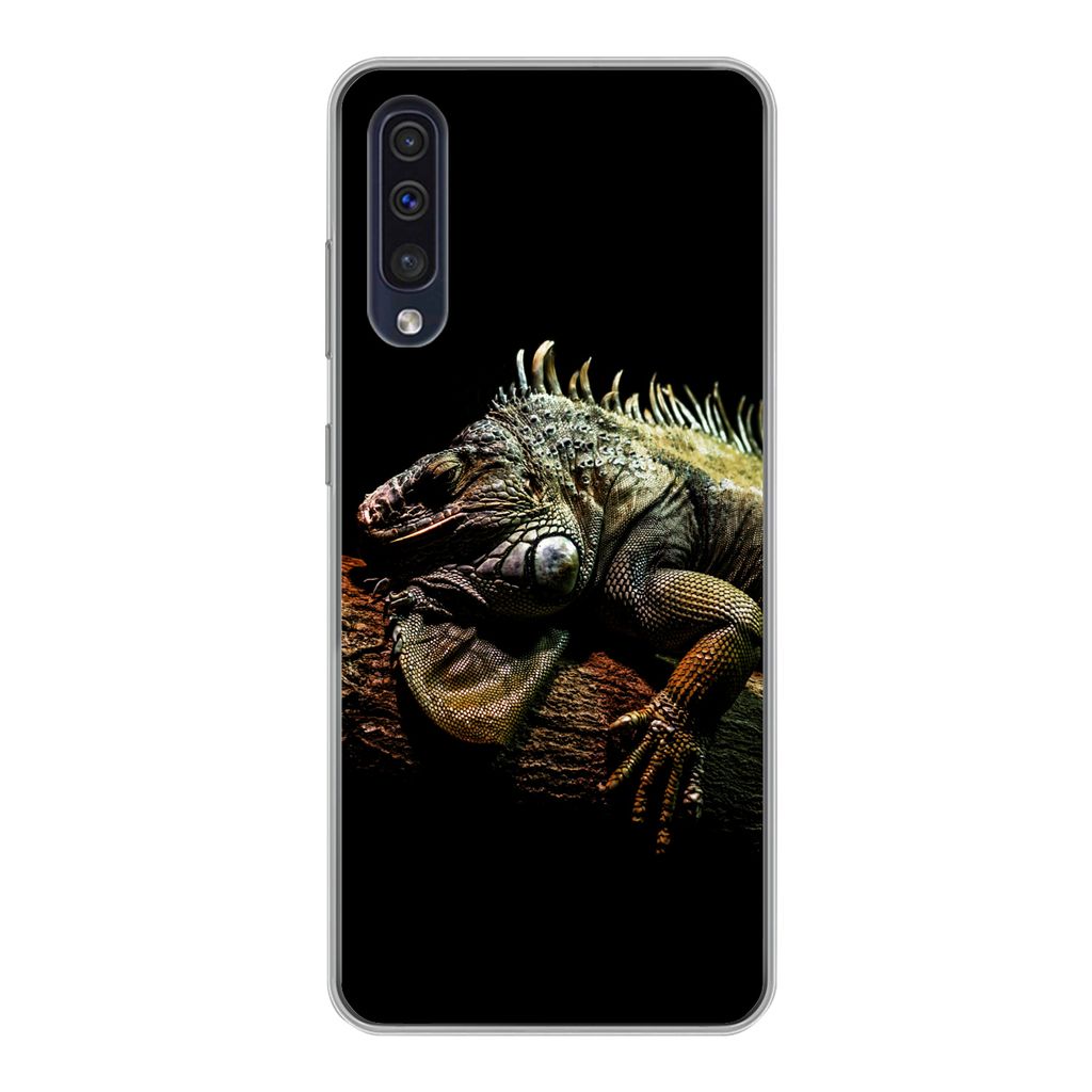 MuchoWow Handyhülle Schutzhülle Hülle für Samsung Galaxy A30s Tier - Zweig - Schwarz Silikon Softcase Handy Hülle - Karteninhaber