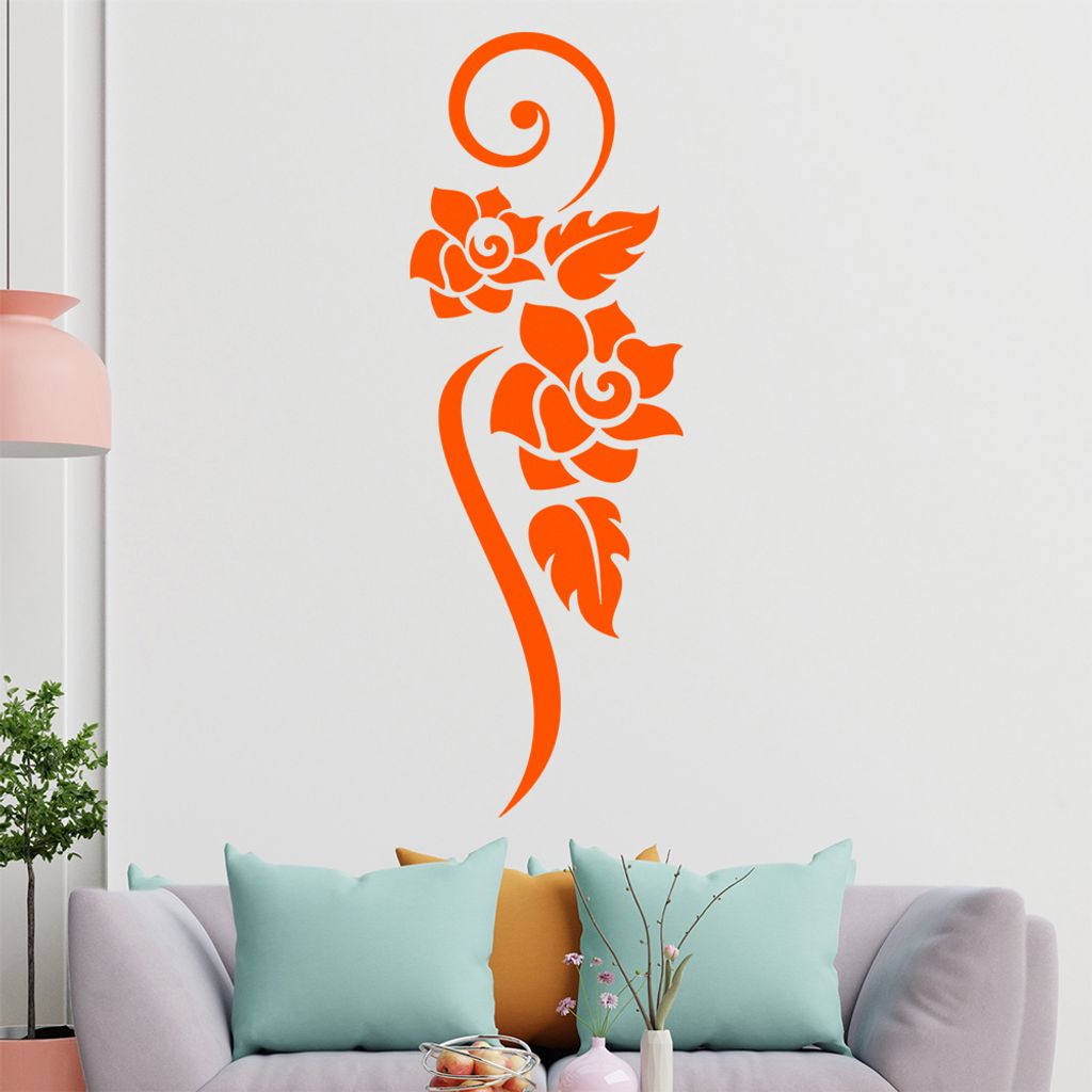 Blume - Linien Wandtattoo in 6 Größen - Wandaufkleber Wall Sticker - Dekoration, Küche, Wohnzimmer, Schlafzimmer, Badezimmer