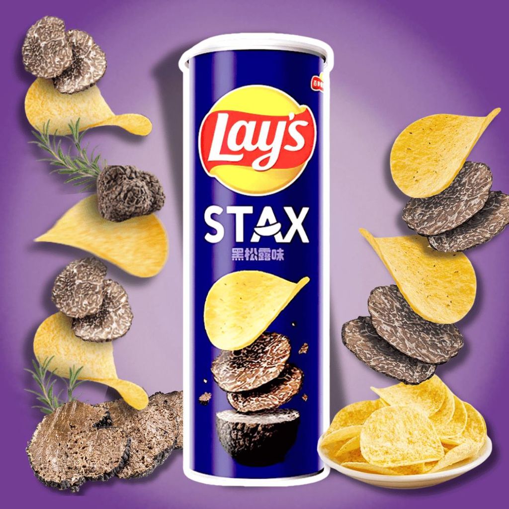 Lay's STAX, smaak: zwarte truffel, 90 gram – Chips met de Productafbeelding 