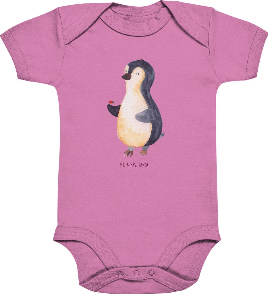 Mr. & Mrs. Panda Strampler Pinguin Marienkäfer 3. - 6. Monat - Bubble Gum Pink - Geschenk, Kurzarmbody, Kleine Wunder, Liebe, overall baby, Babyst...