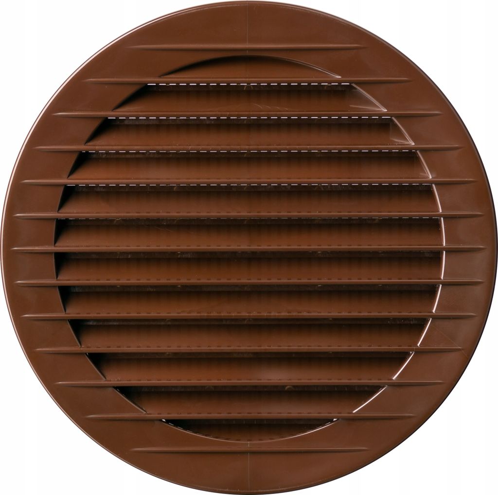 A round brown vent with horizontal slats.